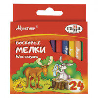 Восковые мелки ГАММА "Мультики", 24 цвета, 8х90 мм, круглые, 2131018_01_31