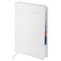 Ежедневник датированный 2024 А5 148х218мм GALANT White, под кожу, белый, 114766