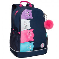 Рюкзак GRIZZLY школьный, анатомическая спинка, 2 отделения, для девочек, "STAY CHEERFUL", 38х28х18 см, RG-463-6/1