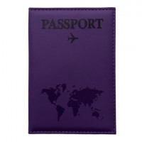 Обложка для паспорта "Passport map", экокожа soft touch, фиолетовая, STAFF, 238762