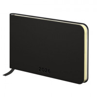 Еженедельник датированный 2026 МАЛЫЙ ФОРМАТ 95х155мм А6 BRAUBERG Unique, черный, 117208