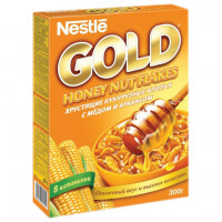 Хлопья NESTLE GOLD (Нестле Голд) кукурузные, с медом и арахисом, 300 г, картонная коробка, 12254821