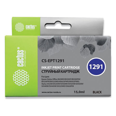 Картридж струйный CACTUS (CS-EPT1291) для EPSON Stylus B42WD/BX305W/BX625WD, черный по низкой цене оптом 