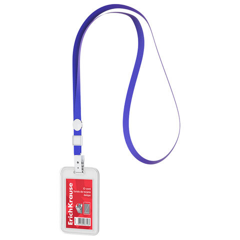 Бейдж вертикальный ERICH KRAUSE (54х85мм), корпус прозрачный, цвет ленты синий, 63728 по низкой цене оптом Бейдж вертикальный ERICH KRAUSE (54х85мм), корпус прозрачный, цвет ленты синий, 63728 по низкой цене оптом