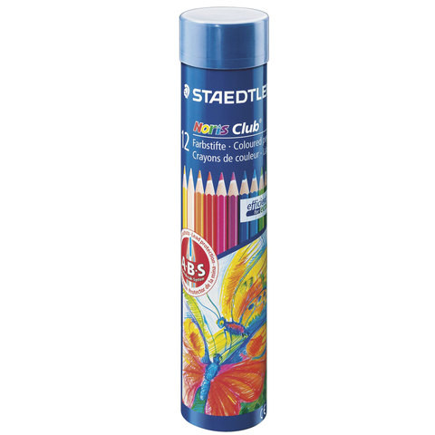 Карандаши цветные STAEDTLER (Германия) "Noris club", 12 цветов, заточенные, металлический тубус, 144 NMD12 по низкой цене оптом 