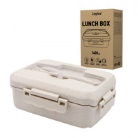 Ланч-бокс контейнер 3 отделения 1,4л ложка, вилка, 8х21х14см, бежевый, JOYLUX ECO, 609346