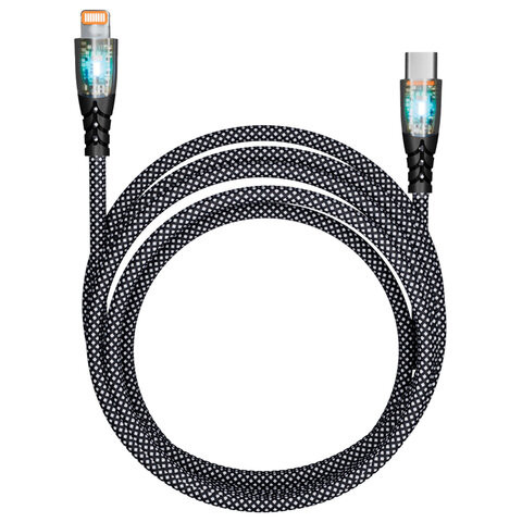 Кабель TypeC-Lightning, 1 м, 3 А, SMARTBUY, для быстрой зарядки и передачи данных, черный 18041, PDTRANSP-BLACK по низкой цене оптом 