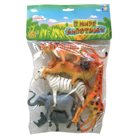 Набор фигурок "В мире животных", "Животные Африки", 6 шт., 8,75 см, 1TOY, Т50464 по низкой цене оптом Краснодар, Москва, Уфа, Казань, Барнаул, Владивосток, Хабаровск, Сахалин, Красноярск, Екатеренбург, 