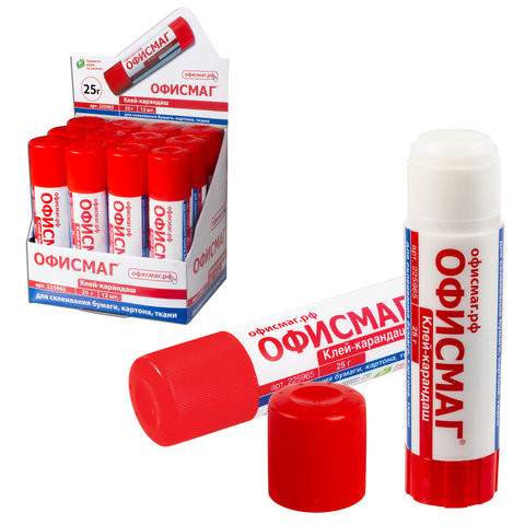 Клей-карандаш ОФИСМАГ, 25 г, 225965 по низкой цене оптом Краснодар, Москва, Уфа, Казань, Барнаул, Владивосток, Хабаровск, Сахалин, Красноярск, Екатеренбург, 