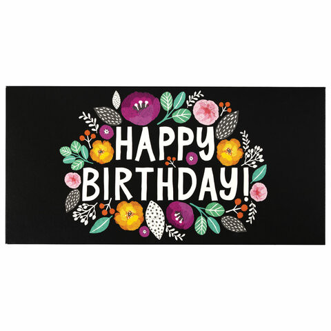 Конверт для денег "HAPPY BIRTHDAY!", Цветы, 166х82 мм, выборочный лак, ЗОЛОТАЯ СКАЗКА, 113748 по низкой цене оптом 
