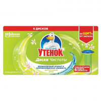 Средство для уборки туалета 38 г, ТУАЛЕТНЫЙ УТЕНОК диски чистоты "Цитрусовый бриз", дозатор с гелем