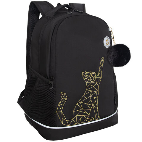 Рюкзак GRIZZLY школьный, анатомическая спинка, 2 отделения, для девочек, "GOLD CAT", 38х28х18 см, RG-563-2/1 по низкой цене оптом 