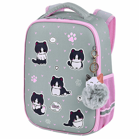 Ранец BRAUBERG LIGHT, 1 отделение, с брелком, "Cat patches", плюшевые нашивки, 36х26х13 см, 272030 по низкой цене оптом 