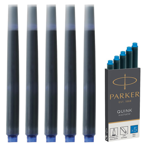 Картриджи чернильные PARKER "Cartridge Quink", КОМПЛЕКТ 5 шт., смываемые чернила, синие, 1950383 по низкой цене оптом Краснодар, Москва, Уфа, Казань, Барнаул, Владивосток, Хабаровск, Сахалин, Красноярск, Екатеренбург, 