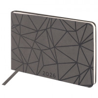 Еженедельник датированный 2026 МАЛЫЙ ФОРМАТ 105х160мм А6 BRAUBERG Imprint, тиснение, черный, 117209