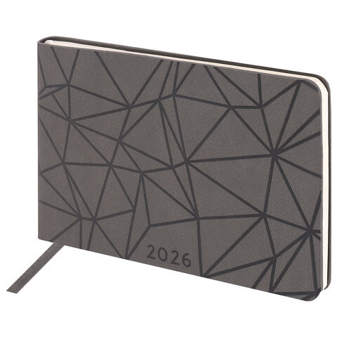 Еженедельник датированный 2026 МАЛЫЙ ФОРМАТ 105х160мм А6 BRAUBERG Imprint, тиснение, черный, 117209 по низкой цене оптом 