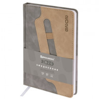 Ежедневник датированный 2026 А5 138x213мм BRAUBERG Assistant, под кожу, держатель, серый, 117378