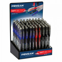 Ручка гелевая с грипом PENSAN "Soft Gel Fine", АССОРТИ, игольчатый узел 0,5 мм, линия письма 0,4 мм, дисплей, 2420/S60