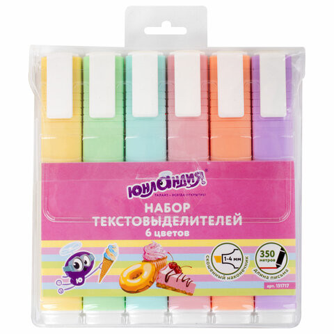 Набор текстовыделителей ЮНЛАНДИЯ 6 шт., АССОРТИ, "COLORSTAR PASTEL", линия 1-4 мм, 151717 по низкой цене оптом 