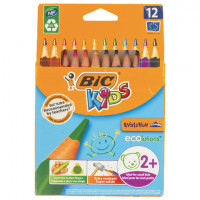 Карандаши цветные утолщенные BIC "Kids Evolution Triangle", 12 цветов, пластиковые, трехгранные, картонная упаковка, 8297356