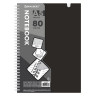 Тетрадь обложка пластик, А5 80л. гребень мягкий, вырубка для ручки, клетка, BRAUBERG, черный, 405376 по низкой цене оптом 