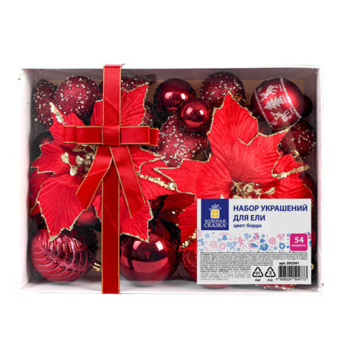 Шары елочные НАБОР 54 предмета "Burgundy Style ", пластик, бордо, ЗОЛОТАЯ СКАЗКА, 592591 по низкой цене оптом Шары елочные НАБОР 54 предмета "Burgundy Style ", пластик, бордо, ЗОЛОТАЯ СКАЗКА, 592591 по низкой цене оптом