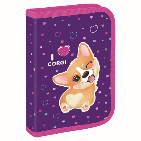 Пенал BRAUBERG, 1 отделение, полиэстер, 21х14 см, "I love corgi", 271530 по низкой цене оптом 