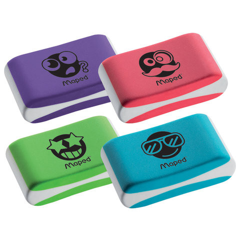 Ластик MAPED (Франция) "Essentials Soft Color", 33,5х21,5х9,9 мм, цветной, ассорти, 112922 по низкой цене оптом 