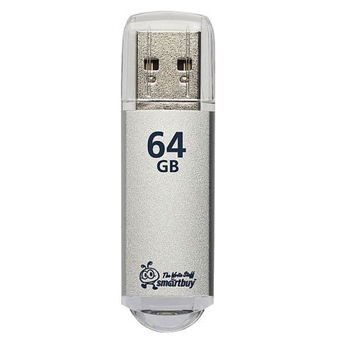 Флеш-диск 64 GB, SMARTBUY V-Cut, USB 2.0, металлический корпус, серебристый, SB64GBVC-S по низкой цене оптом Краснодар, Москва, Уфа, Казань, Барнаул, Владивосток, Хабаровск, Сахалин, Красноярск, Екатеренбург, 