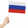 Флаг России ручной 20х30 см, без герба, с флагштоком, BRAUBERG, 550181, RU13 по низкой цене оптом 