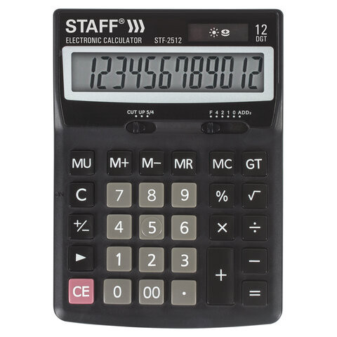 Калькулятор настольный STAFF STF-2512 (170х125 мм), 12 разрядов, двойное питание, 250136 по низкой цене оптом 