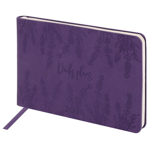 Еженедельник датированный 2026 МАЛЫЙ ФОРМАТ 105х160мм А6 BRAUBERG Imprint, тиснение, фиолетовый, 117210 по низкой цене оптом 
