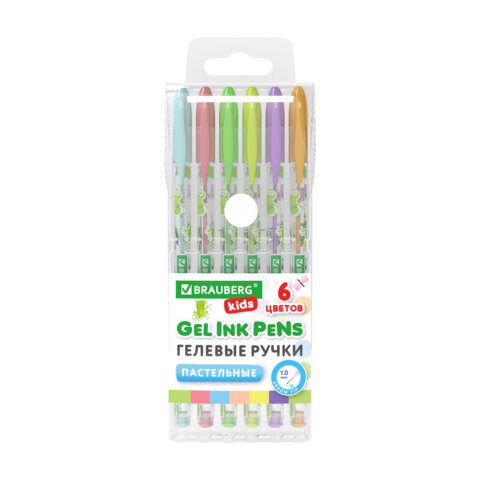 Ручки гелевые ПАСТЕЛЬНЫЕ BRAUBERG KIDS "CUTE ANIMALS", НАБОР 6 ЦВЕТОВ, корпус с печатью, узел 1 мм, линия письма 0,7 мм, 144439 по низкой цене оптом Ручки гелевые ПАСТЕЛЬНЫЕ BRAUBERG KIDS "CUTE ANIMALS", НАБОР 6 ЦВЕТОВ, корпус с печатью, узел 1 мм, линия письма 0,7 мм, 144439 по низкой цене оптом