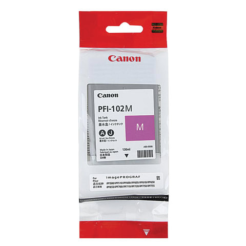 Картридж струйный CANON (PFI-102M) iPF500/510/F600/605/610/650/655/700/710/720, пурпурный, оригинальный, 130 мл, 0897B001 по низкой цене оптом 