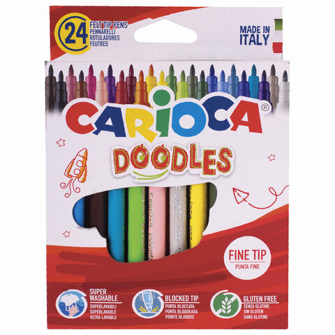 Фломастеры CARIOCA (Италия) "Doodles", 24 цвета, суперсмываемые, 42315 по низкой цене оптом 