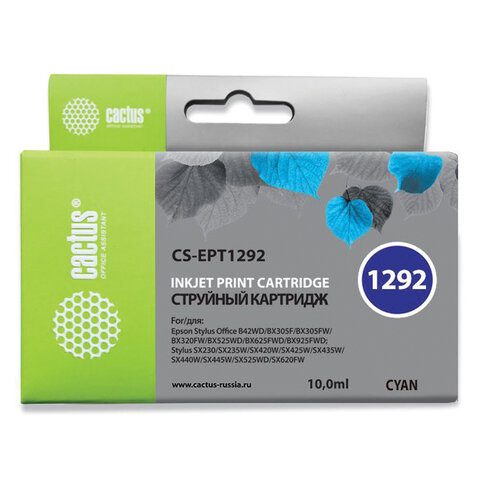 Картридж струйный CACTUS (CS-EPT1292) для EPSON Stylus B42WD/BX305W/BX625WD, голубой по низкой цене оптом 