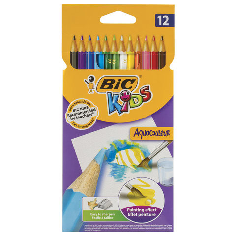 Карандаши цветные акварельные BIC "Aquacouleur", 12 цветов, заточенные, европодвес, 8575613 по низкой цене оптом 