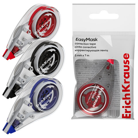 Корректирующая лента ERICH KRAUSE Easy Mask 5мм*7м, корпус ассорти, европодвес, 53195 по низкой цене оптом Корректирующая лента ERICH KRAUSE Easy Mask 5мм*7м, корпус ассорти, европодвес, 53195 по низкой цене оптом