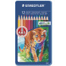 Карандаши цветные STAEDTLER (Германия) "Noris club", 12 цветов, металлический пенал, 145 AM12 по низкой цене оптом 