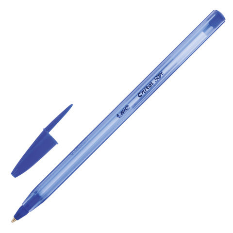 Ручка шариковая масляная BIC "Cristal Soft", СИНЯЯ, корпус тонированный, узел 1,2 мм, линия 0,35 мм, 951434 по низкой цене оптом Краснодар, Москва, Уфа, Казань, Барнаул, Владивосток, Хабаровск, Сахалин, Красноярск, Екатеренбург, 