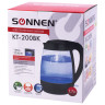 Чайник SONNEN KT-200BK, 1,7 л, 2200 Вт, закрытый нагревательный элемент, стекло, подсветка, черный, 451709 по низкой цене оптом Краснодар, Москва, Уфа, Казань, Барнаул, Владивосток, Хабаровск, Сахалин, Красноярск, Екатеренбург, 