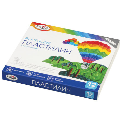 Пластилин классический ГАММА "Классический", 12 цветов, 240 г, со стеком, картонная упаковка, 281033 по низкой цене оптом 