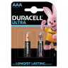 Батарейки КОМПЛЕКТ 2 шт., DURACELL Ultra, AAA (LR03, 24А), алкалиновые, мизинчиковые, блистер по низкой цене оптом 