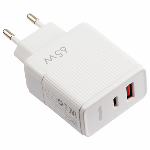 Зарядное устройство быстрое сетевое (220В) USB QC3.0+Type-C PD 65Вт, 3А, RED LINE, УТ000033860 по низкой цене оптом 