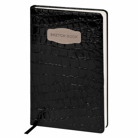 Скетчбук, слоновая кость 140г/м 130х210мм, 80л, КОЖЗАМ, резинка, BRAUBERG ART, CROCO, 116470 по низкой цене оптом  Скетчбук, слоновая кость 140г/м 130х210мм, 80л, КОЖЗАМ, резинка, BRAUBERG ART, CROCO, 116470 по низкой цене оптом