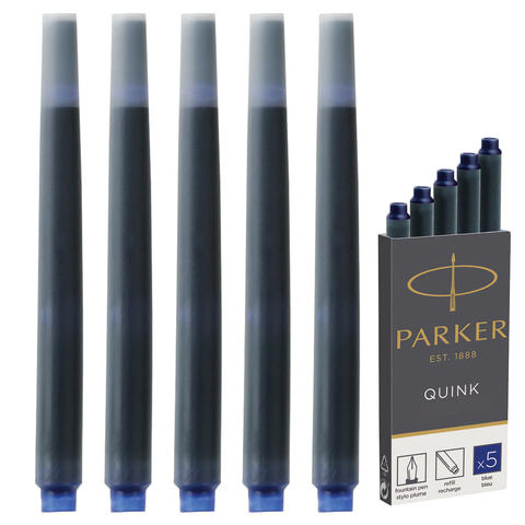 Картриджи чернильные PARKER "Cartridge Quink", КОМПЛЕКТ 5 шт., синие, 1950384 по низкой цене оптом Краснодар, Москва, Уфа, Казань, Барнаул, Владивосток, Хабаровск, Сахалин, Красноярск, Екатеренбург, 