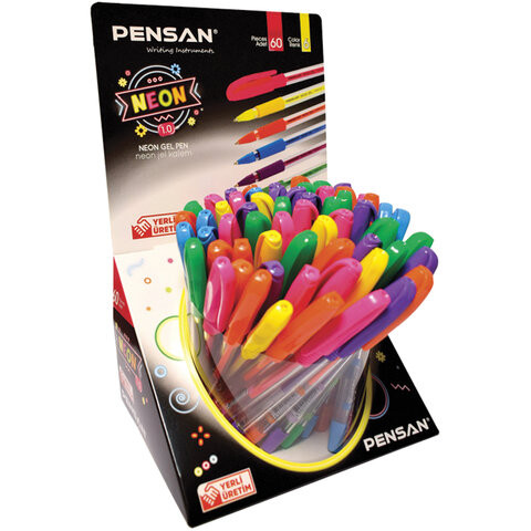 Ручка гелевая PENSAN "Neon Gel", НЕОН АССОРТИ, узел 1 мм, линия письма 0,5 мм, дисплей, 2290/S по низкой цене оптом Краснодар, Москва, Уфа, Казань, Барнаул, Владивосток, Хабаровск, Сахалин, Красноярск, Екатеренбург, 