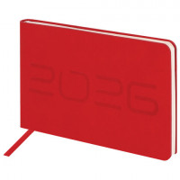 Еженедельник датированный 2026 МАЛЫЙ ФОРМАТ 105х160мм А6 BRAUBERG Imprint, тиснение, красный, 117211