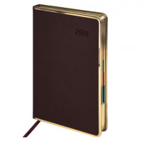 Ежедневник датированный 2026 А5 148х218мм GALANT Infinity Gold, под кожу, темно-коричневый, 117501