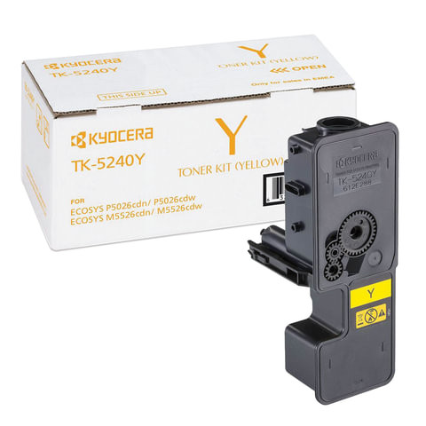 Тонер-картридж KYOCERA (TK-5240Y) P5026cdn/w/M5526cdn/w, ресурс 3000 стр., цвет желтый, оригинальный, 1T02R7ANL0 по низкой цене оптом Краснодар, Москва, Уфа, Казань, Барнаул, Владивосток, Хабаровск, Сахалин, Красноярск, Екатеренбург, 